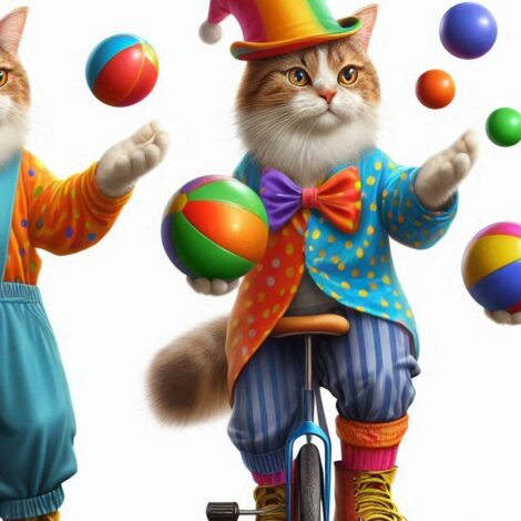 Cats Dressed up Like Clowns