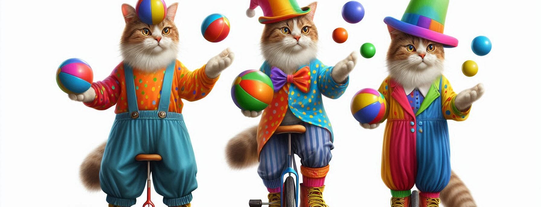 Cats Dressed up Like Clowns