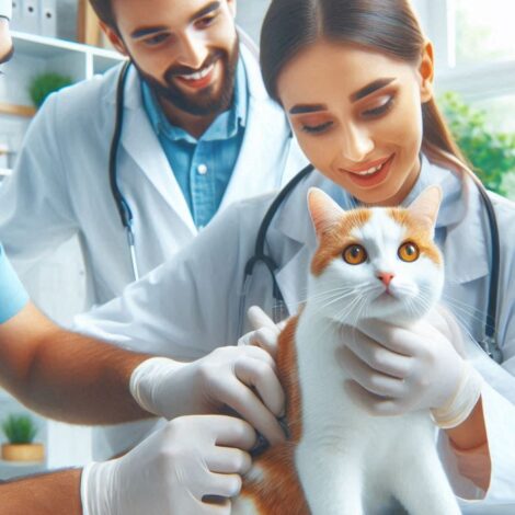 Cats Being Taken Care of by Doctors at a Clinic