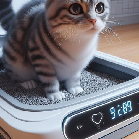 Cat Using a Futuristic Litter Box