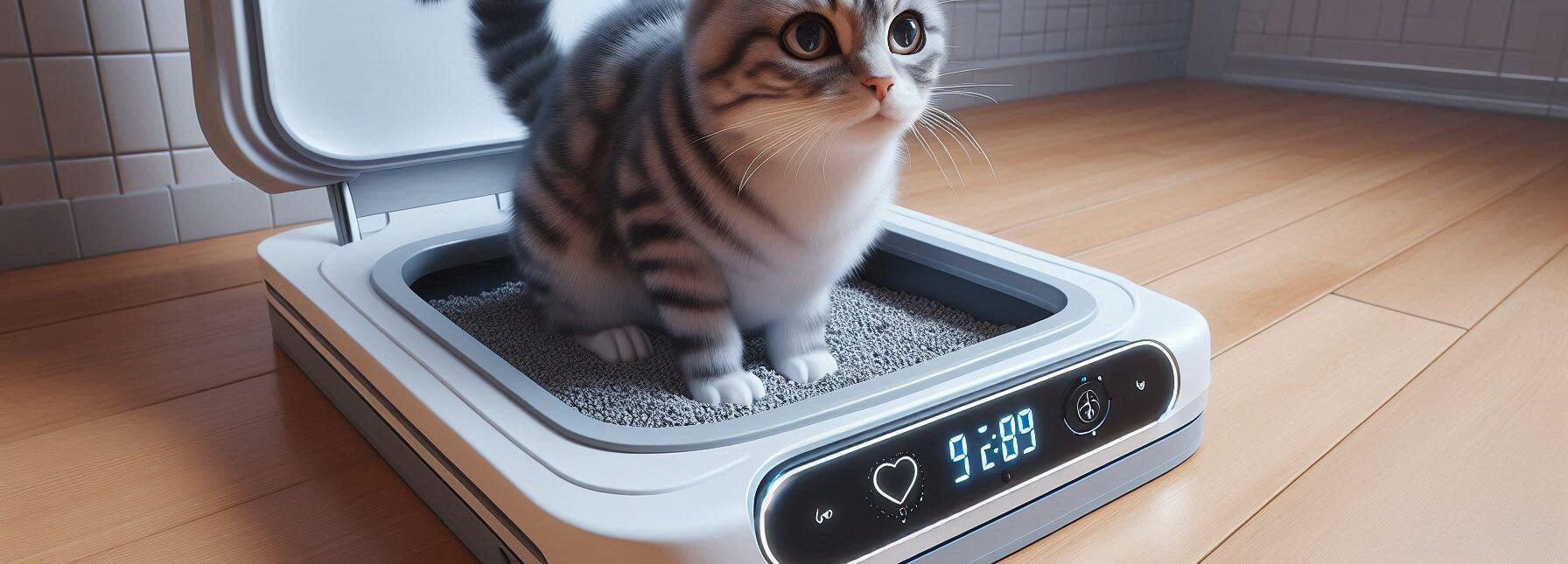 Cat Using a Futuristic Litter Box