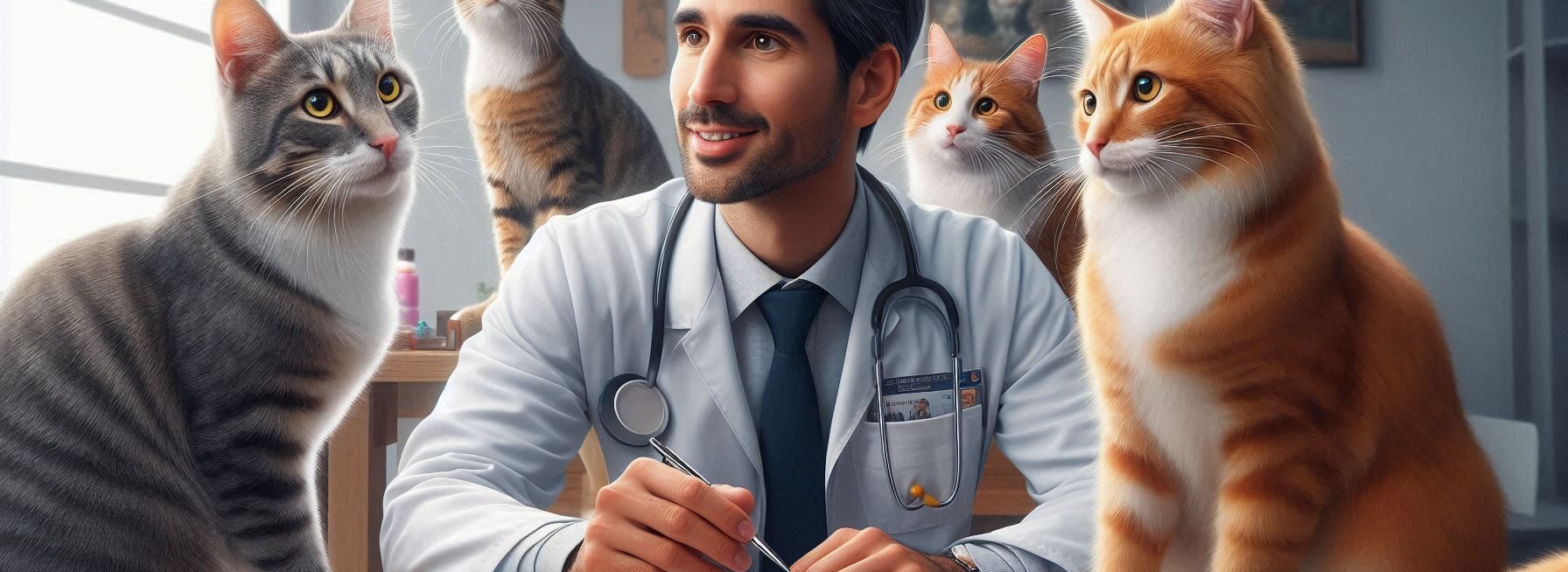 Cats Playing with the Cat Doctor