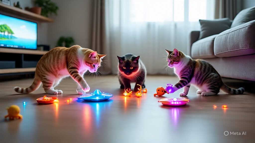 Cats Playing with Electronic Toys