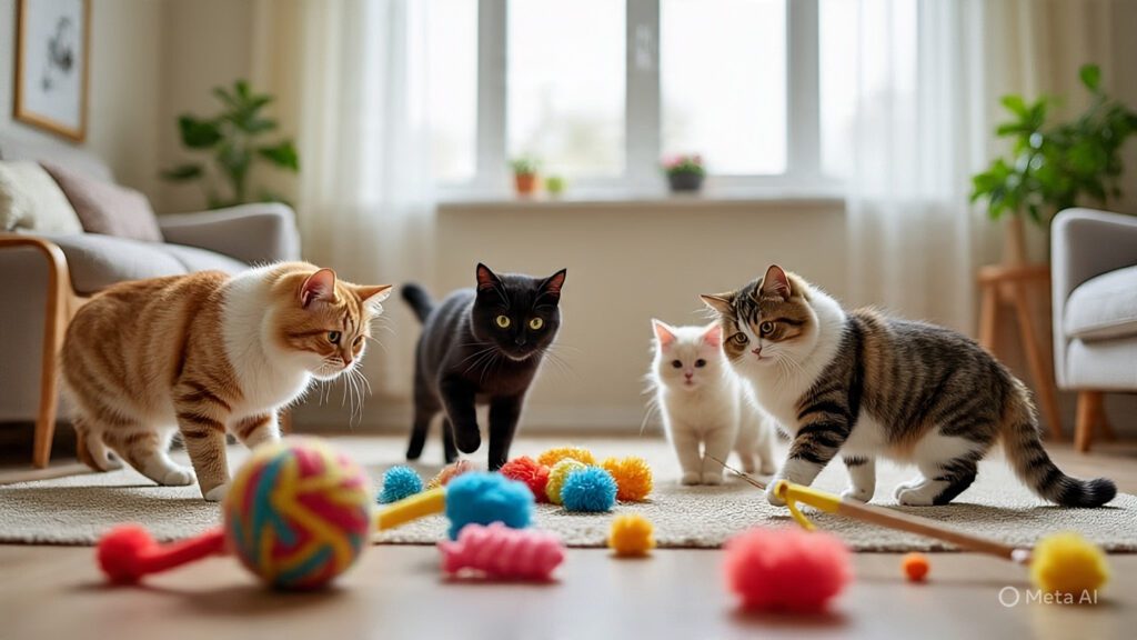 Cats Playing with Interactive Toys