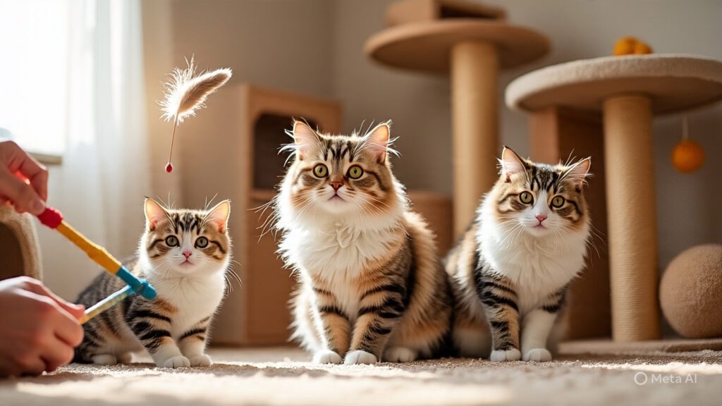 Cats Playing with Wand Games