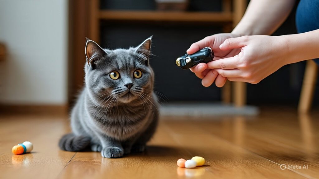 A Cat Undergoing Clicker Training