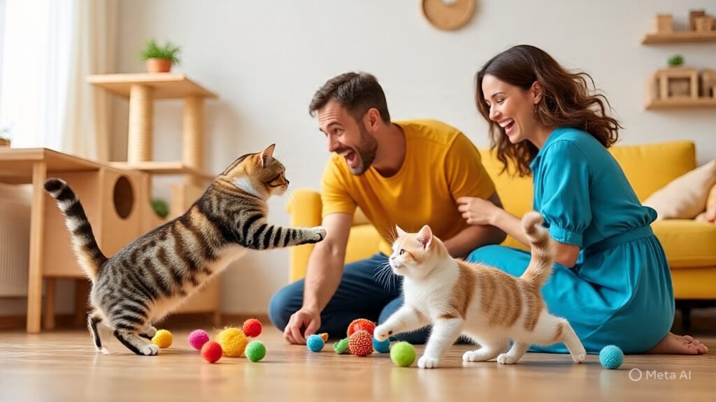 Cats Jumping and Playing with People