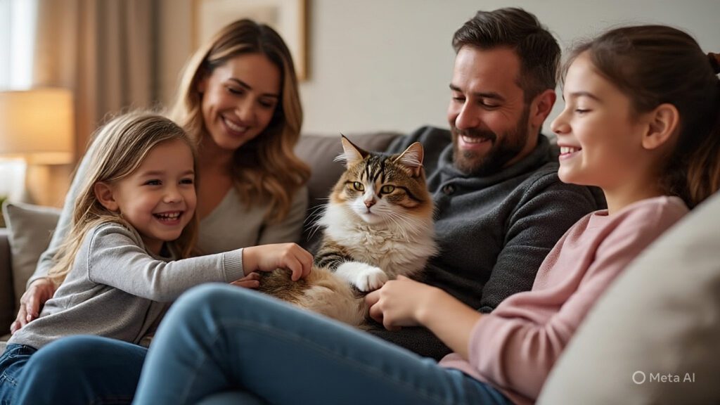 Family Bonding with Their Cat