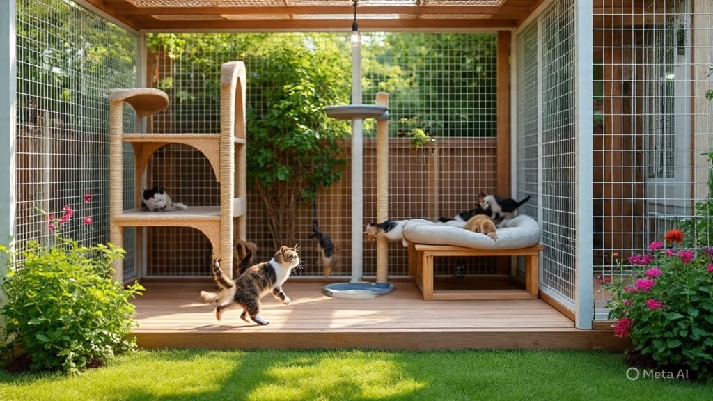 Cats Playing in Their Catio