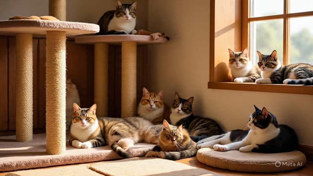 A Room Full of Different Types of Cats