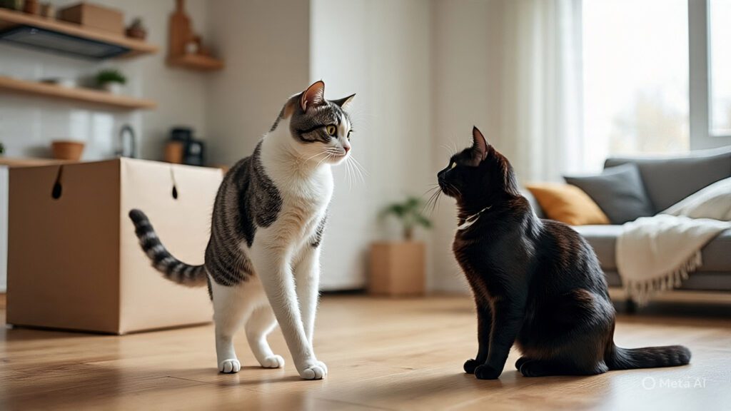 Cats Finding Their Way Around Their New House