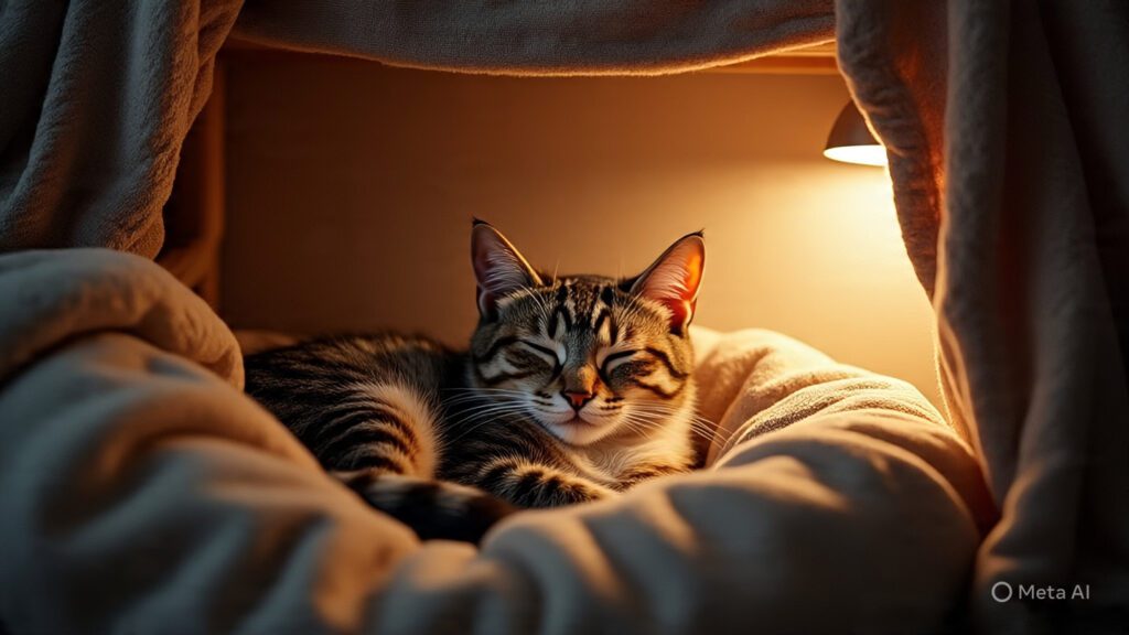 Comfortable Cat in Her Safe Space