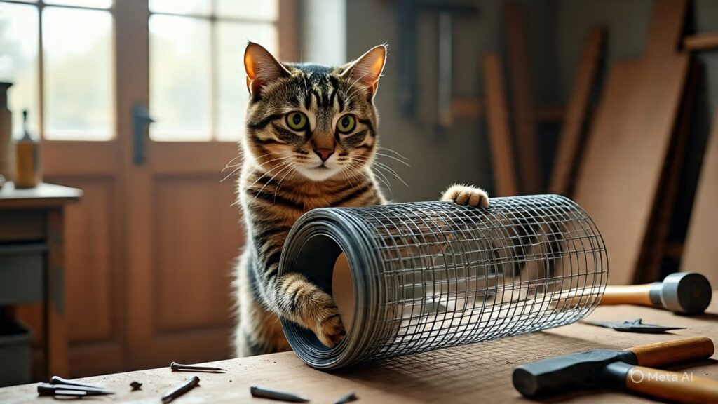 Cat Buying Fencing Materials
