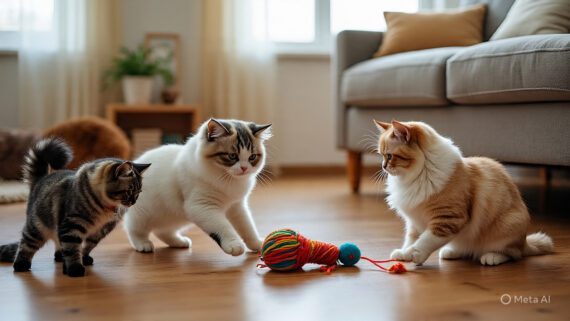 Cats Playing with Interactive Toys