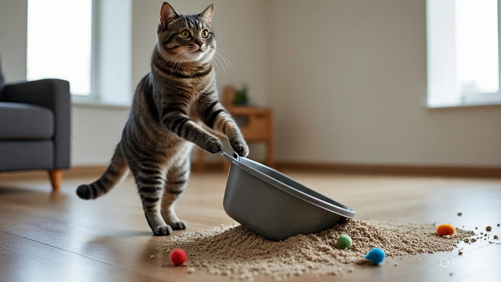 Cat Destroying the Litter Box