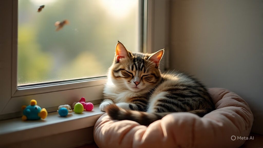 Cat Sitting in Her Safe Spot