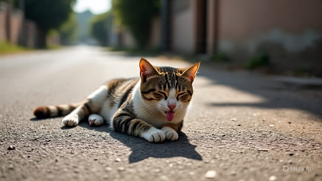 Cat Sweltering in the Summer Heat