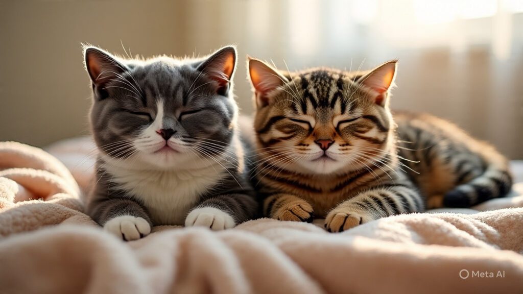 Cats Purring with Pleasure