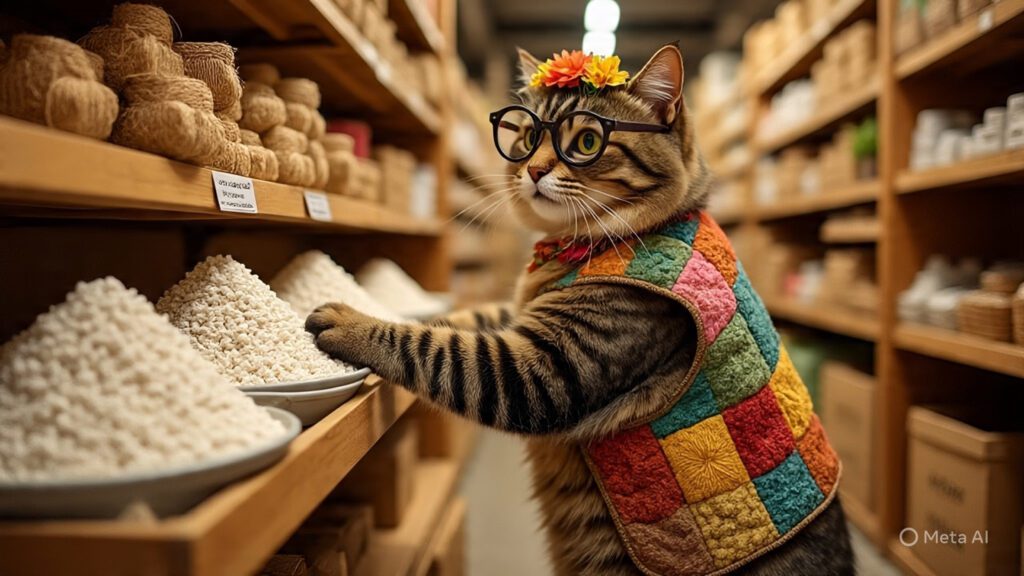 Hippy Cat Shopping for Biodegradable Cat Litter