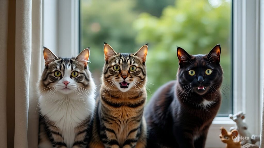 Three Cats Meowing at The Same Time