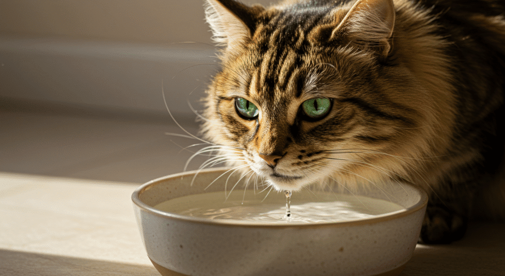 Cat Drinking Water