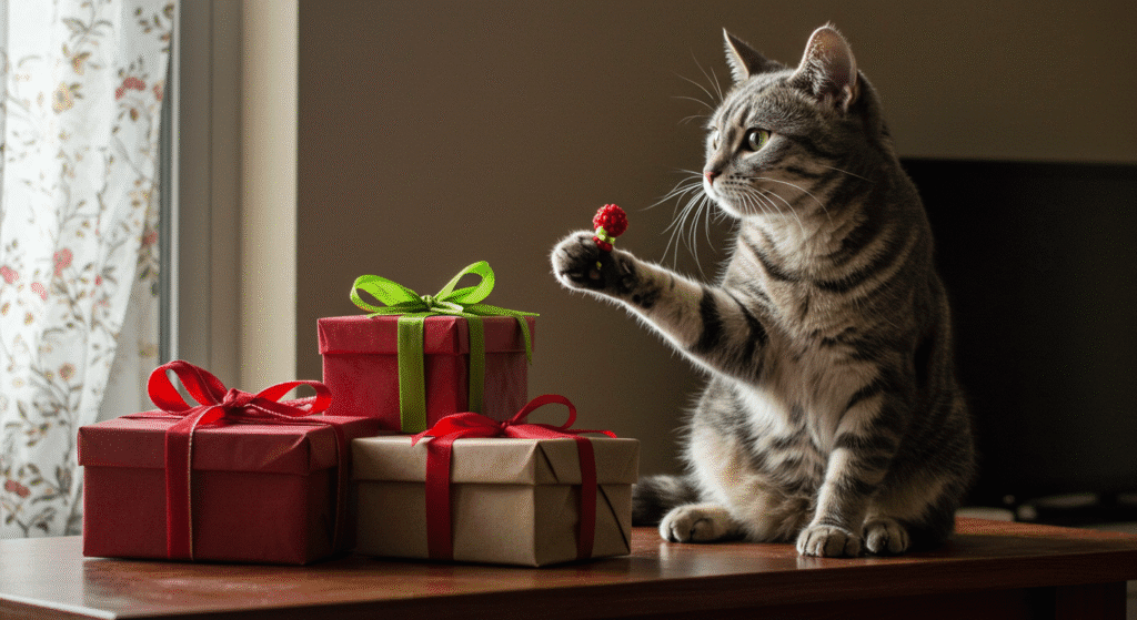 Cat Bringing in Gifts