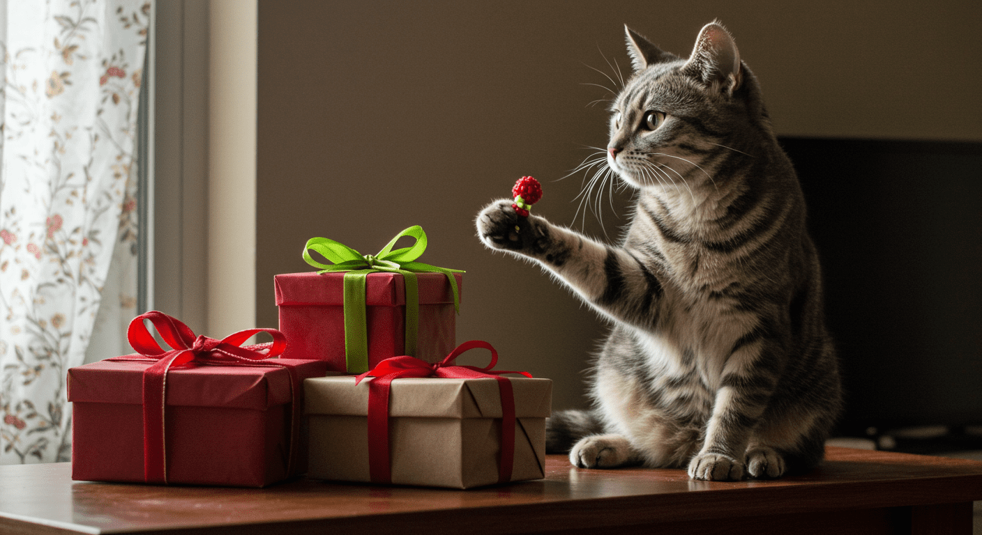 Cat Bringing in Gifts