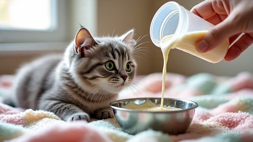 Cat Being Fed Cat Formula