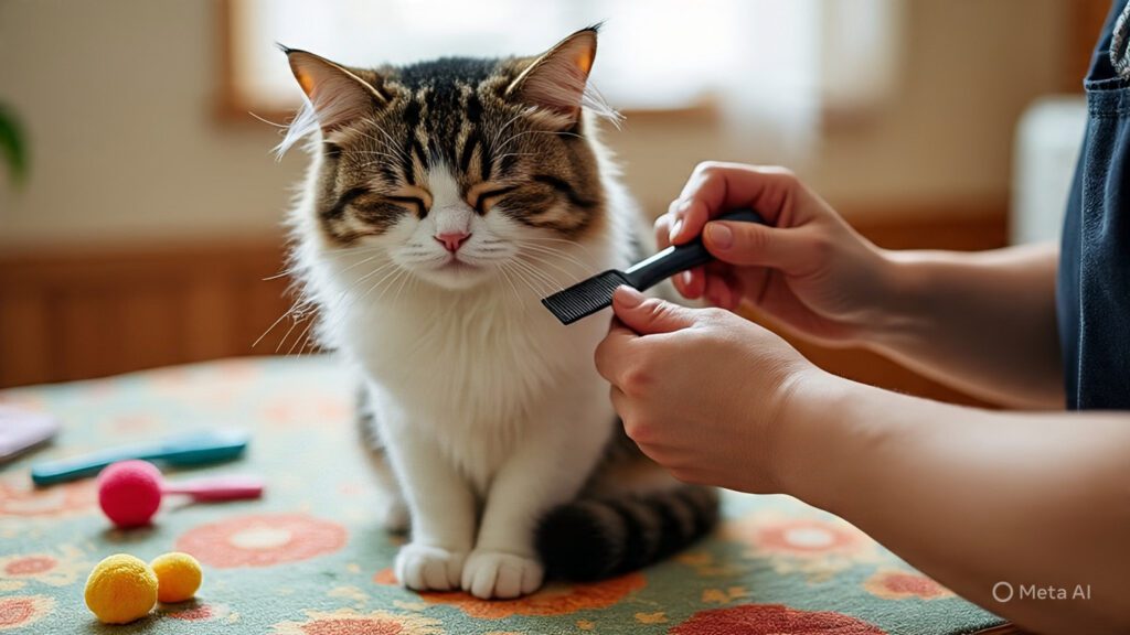 Cat Not Happy About Being Groomed