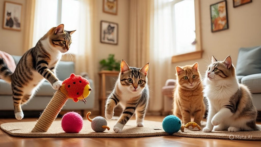 Cats Playing With Their Cat Toys