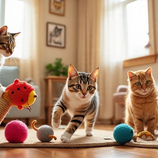 Cats Playing With Their Cat Toys