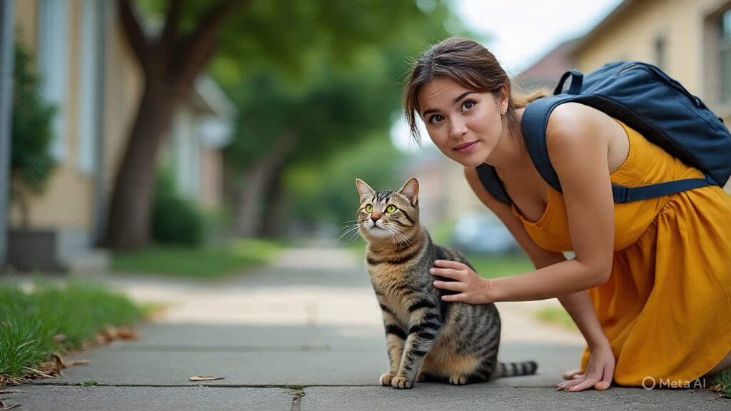 Lost Cat Trying to Get Someone to Help Him Find His Way Home