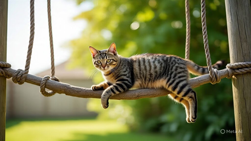Cat Climbing on the Monkey Bars